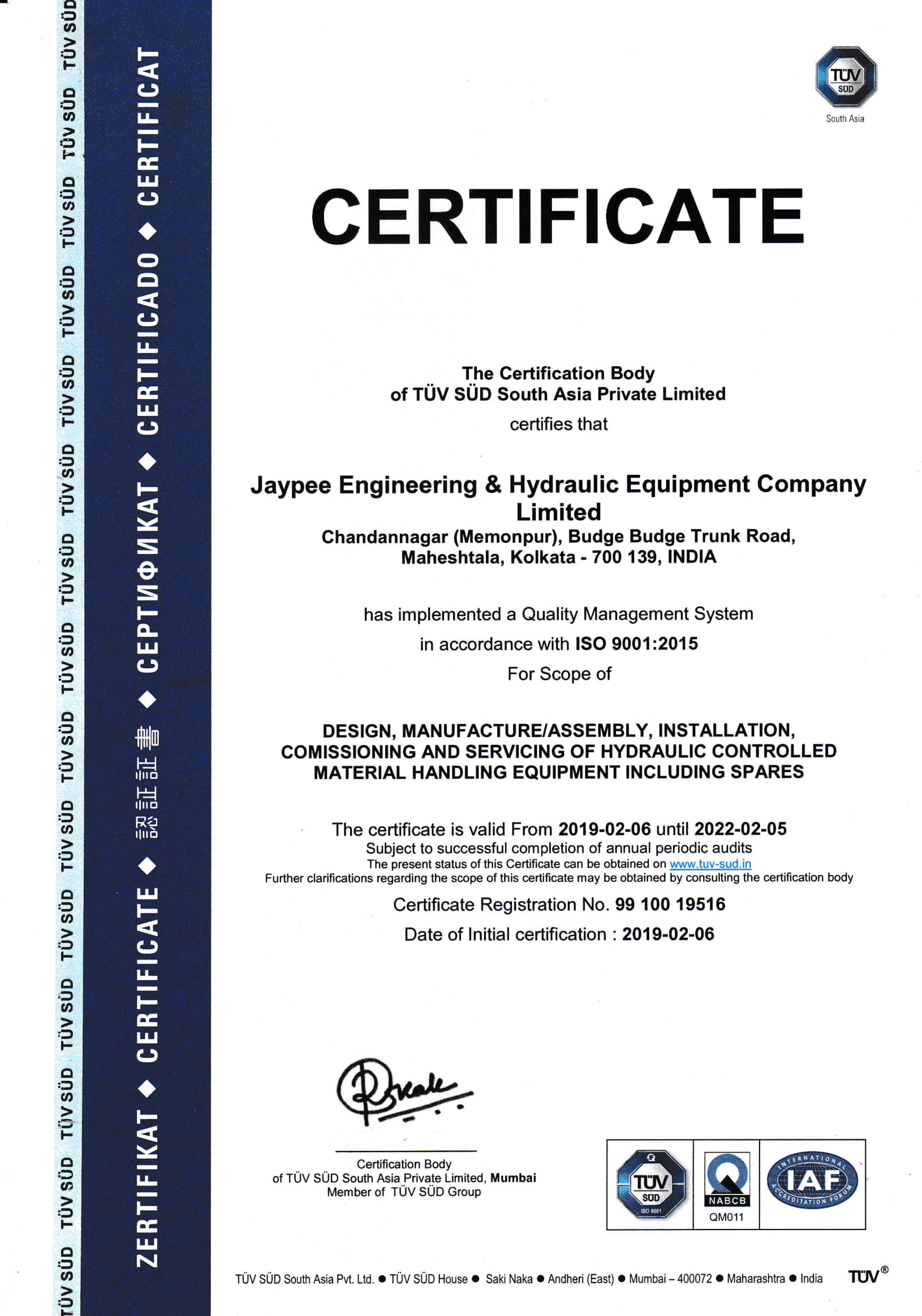 Jaypee Engineering And Hydraulic Equipment Company Limited , West